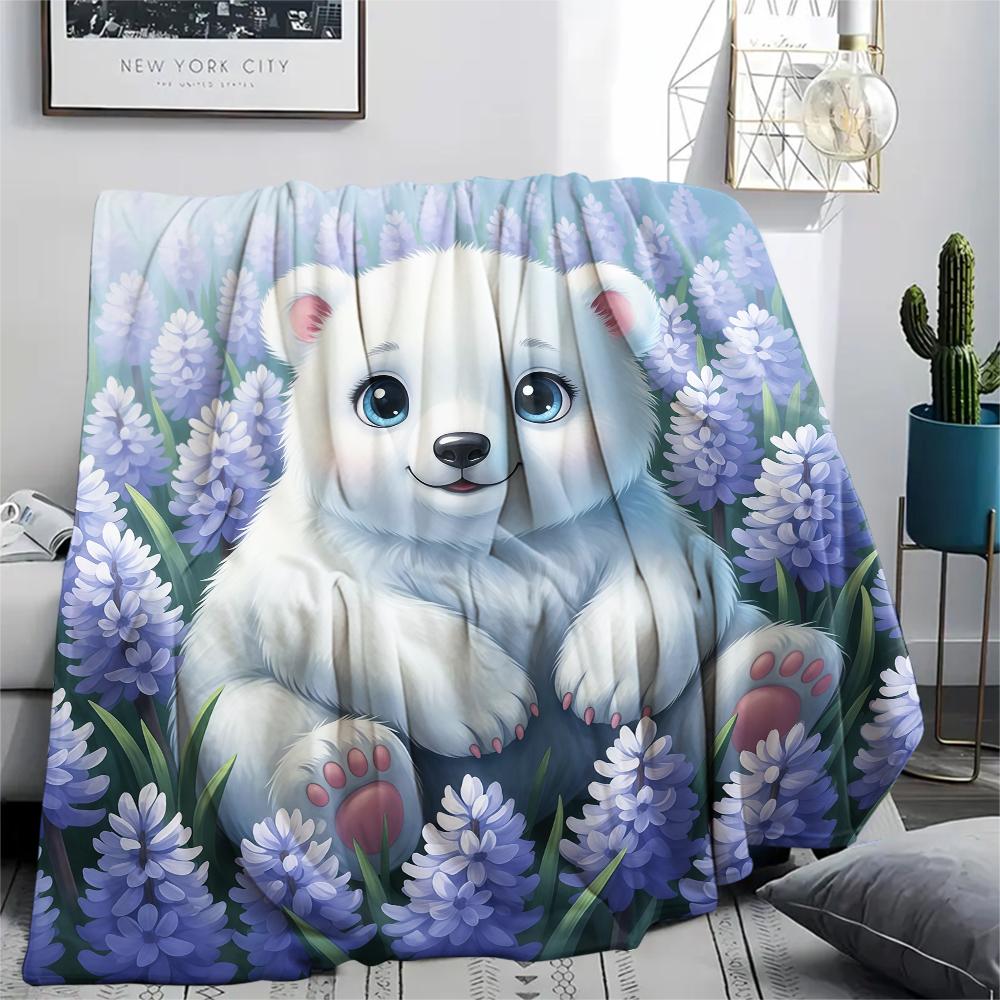 1Pc Cartoon Print Flannel Blanket, High Quality Comfortable for All Seasons, Home Decor, Warmth and Comfort, Perfect for Christmas Birthday Gift