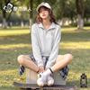 Women's Half-Zip Polo Hoodie with Bear Pocket Patch