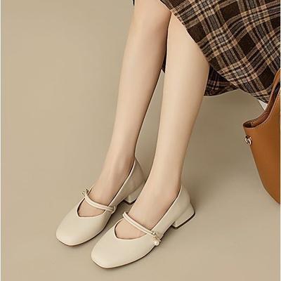 Mary Jane Schuhe Damenschuhe Sommer 2025 neu elegant eckiger Absatz niedriger Absatz Fußbedeckung schlicht sanfter Stil Schuhe