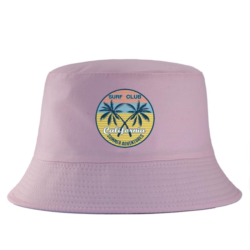 Sommer Abenteuer Surf Club Fischerhut Tropischer Palmenprint Sonnenhut Unisex Baumwolle Faltbar Strandhut UV-Schutz Panama