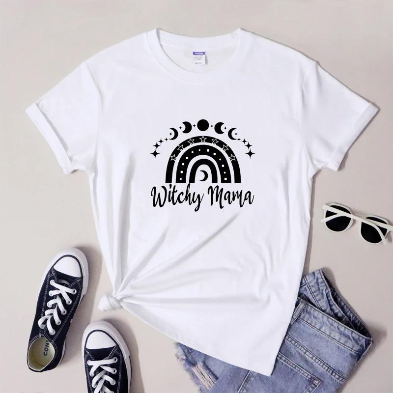 Witchy Mama Rainbow Tshirt Retro Celestial Moon Phases Mystic Tshirt Aesthetic Witch Wicca Mystical Tee Shirt Top M