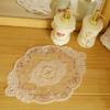 1 Pcs French Oval Lace Embroidered Coaster Bedroom Study Kitchen Cup Table Mat Food Fruit Plate Cover Cloth Christmas Decoration
