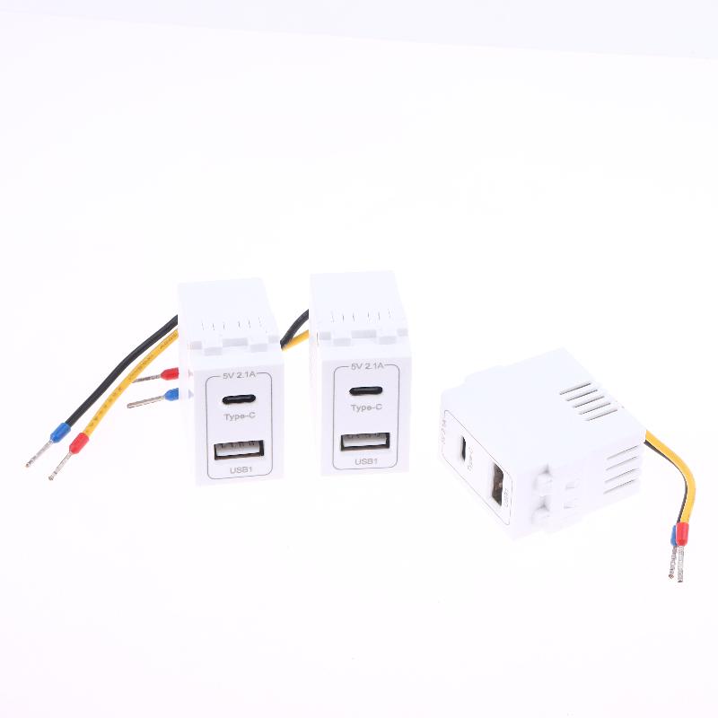 1/2Pcs Usb+Type C Dual Port Power Module Dc5V 2.1A Charging Socket Transformer Charging Power Switching Adapter Type 128
