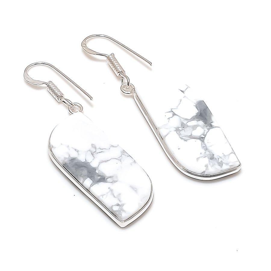 Natural Howlite Jasper Gemstone 925 Sterling Silver Jewelry Earring 1.97  AE-12268