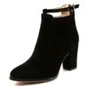 Fashion Woman Suede High Heel Ankle Boots British Style Fashion Thick Heel Pointed Back Zipper Boots Women Square Heeled Short Booties