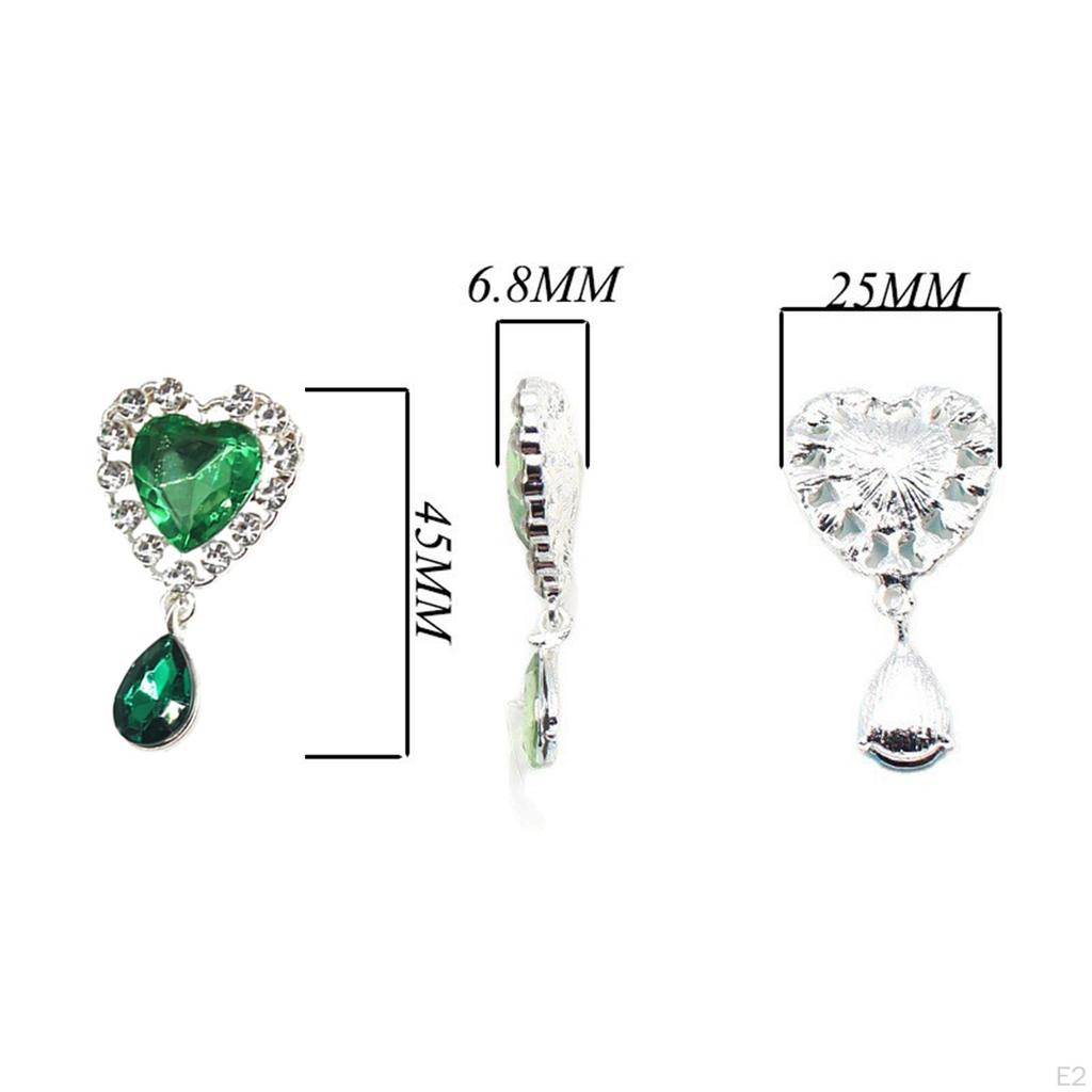 10x Rhinestone Heart Pendant Love Charms Alloy Accessories for Jewelry Making DIY Necklace Bracelet