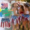 Cintura Patriottica in Denim con Frange 250°, Cintura con Frange Stars And Stripes, Cintura Stile Western per Feste Celebrazioni per Donna