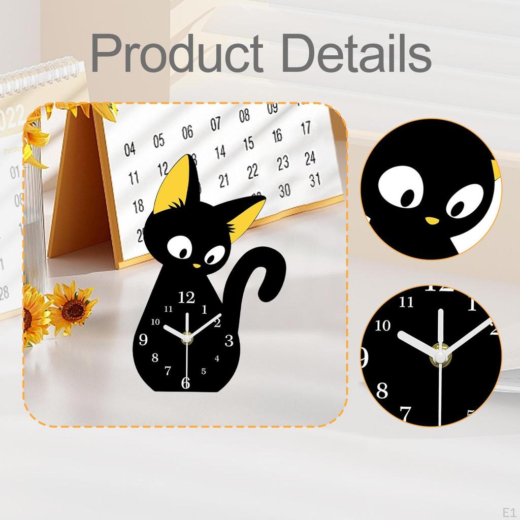 Desk Clock Cat Table Cute Compact Acrylic Modern Animal Creative Tabletop Ornament Silent for
