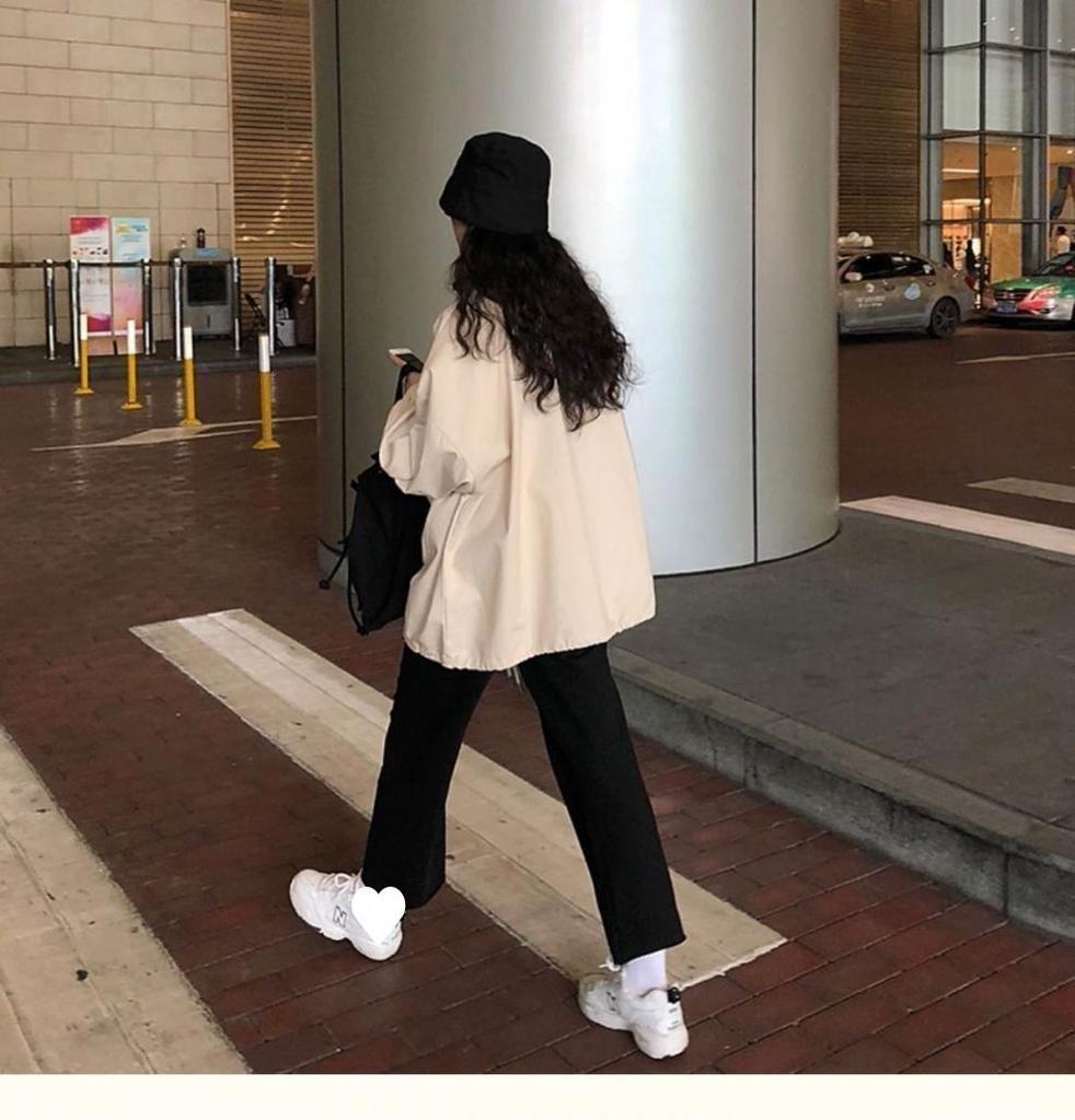 2025 Women's Harajuku BF Style Windbreaker: Versatile Korean Long Sleeve Jacket
