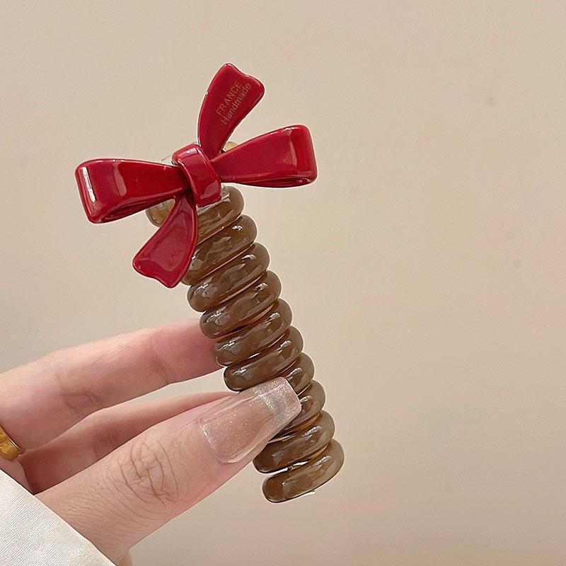 Premium High-Elastic Rose Hair Tie - Thick Braided Telephone Cord Style