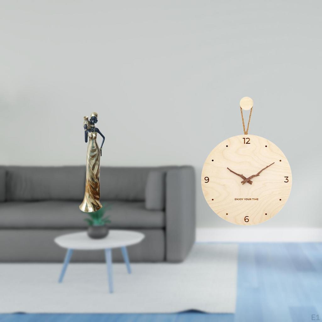 African Tribal Lady Sculpture Figurine Lightweight Modern Nordic Wall Hanging Clock Minimalist