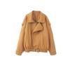 Yamano Tour Brown Beauty Style Retro Maillard Cool Style Lapel Suede Motorcycle Clothing Jacket Loose Short coat