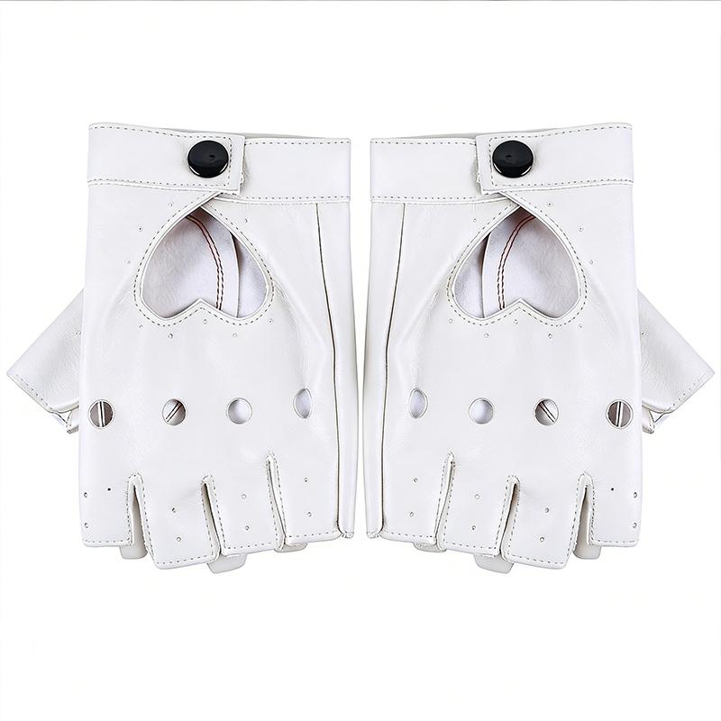 

Performance Half Finger PU Gloves Cosplay Punk T-Stage Nightclub Glove Motorcycle Love Street Dance Pole Dance Gloves Lolita Fashion Sexy Unisex Glove One Size білий