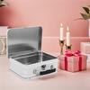 Metal Tin Storage Box Vintage Tinplate Keepsake Case Lock Handle for Candy Cookies Tea Money Jewelry Wedding Party Home Decor