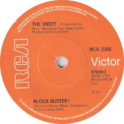 7inch Record SWEET - Block Buster ! RCA2305 RCA Victor 1973 UK Rock Used