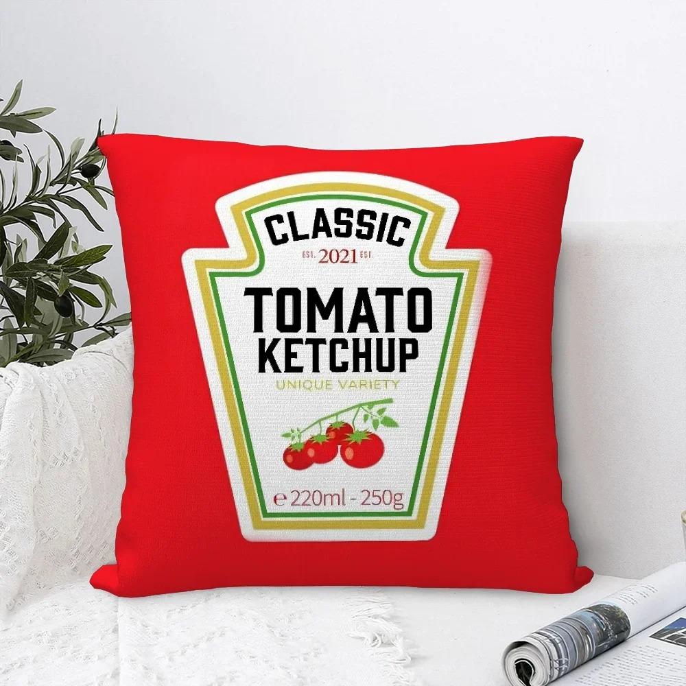 Fun Tomato Sauce Label Printed Pillow Cover Humorous Living Room Sofa Bedroom Home Decor Pillowcase Daily Home Decor