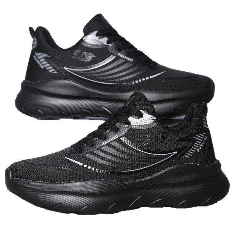 2025 new mesh student running shoes soft sole cold sticky shoes trendy men's shoes flying woven couple shoes