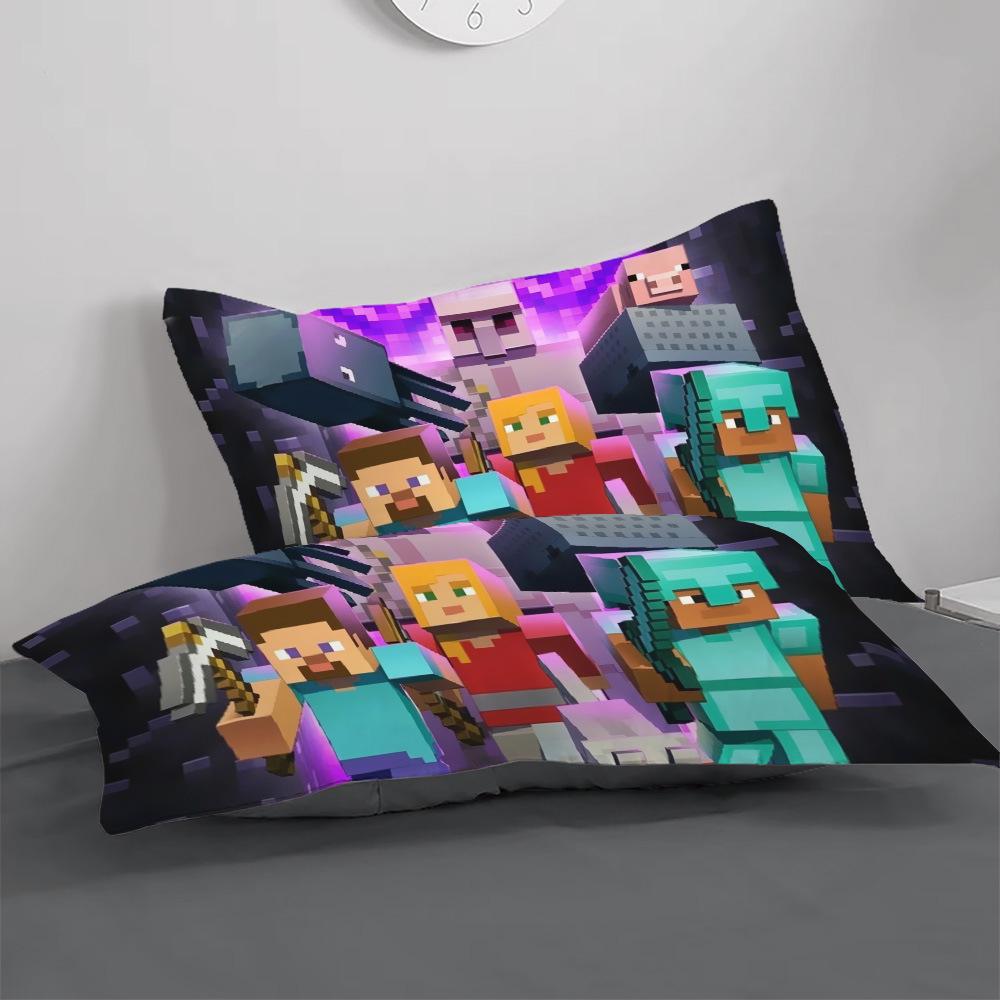 Minecraft Cotton Boys' Duvet & Bedding Set – 3 Pieces for Student Dorms