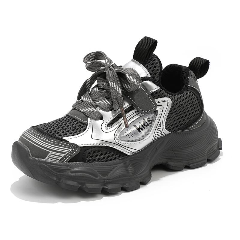 

Girls mesh dad shoes, autumn children s lightweight sports shoes, soft-soled breathable boys casual running shoes 27 серебряный