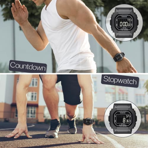 10 ATM Water Resistant Sports Watch for Swimming and Diving, with Alarm Clock, Stopwatch, Timer, Dual Time, Calendar, and 12-hour and 24-hour Format S