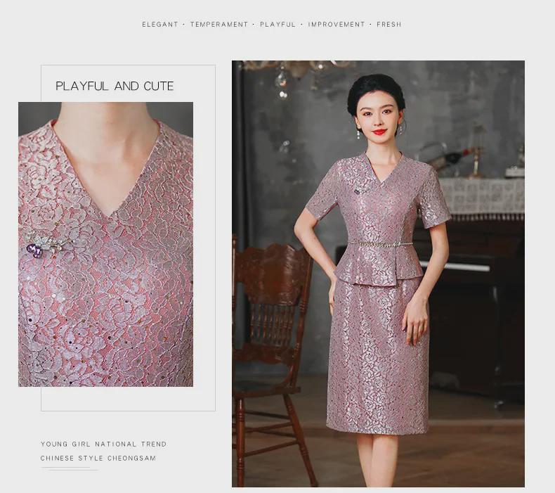 Vestido de Banquete de Boda Cheongsam de Encaje para Madre 2025