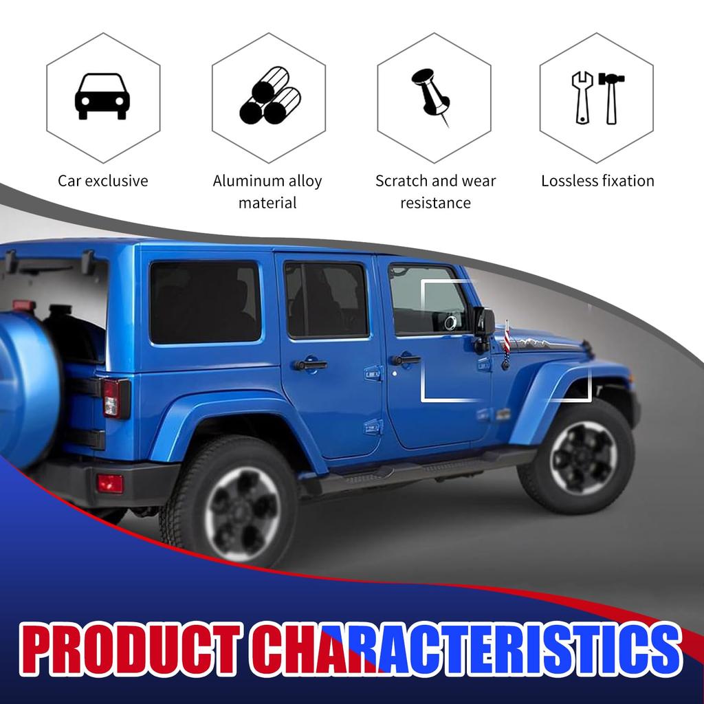 Yumfugu 1pcs 5.5" x 0.8" American Flag Patriotic Decoration Stable Signal Receiver Antenna Screw Mount Accessories for Most Vehicles (Silver)