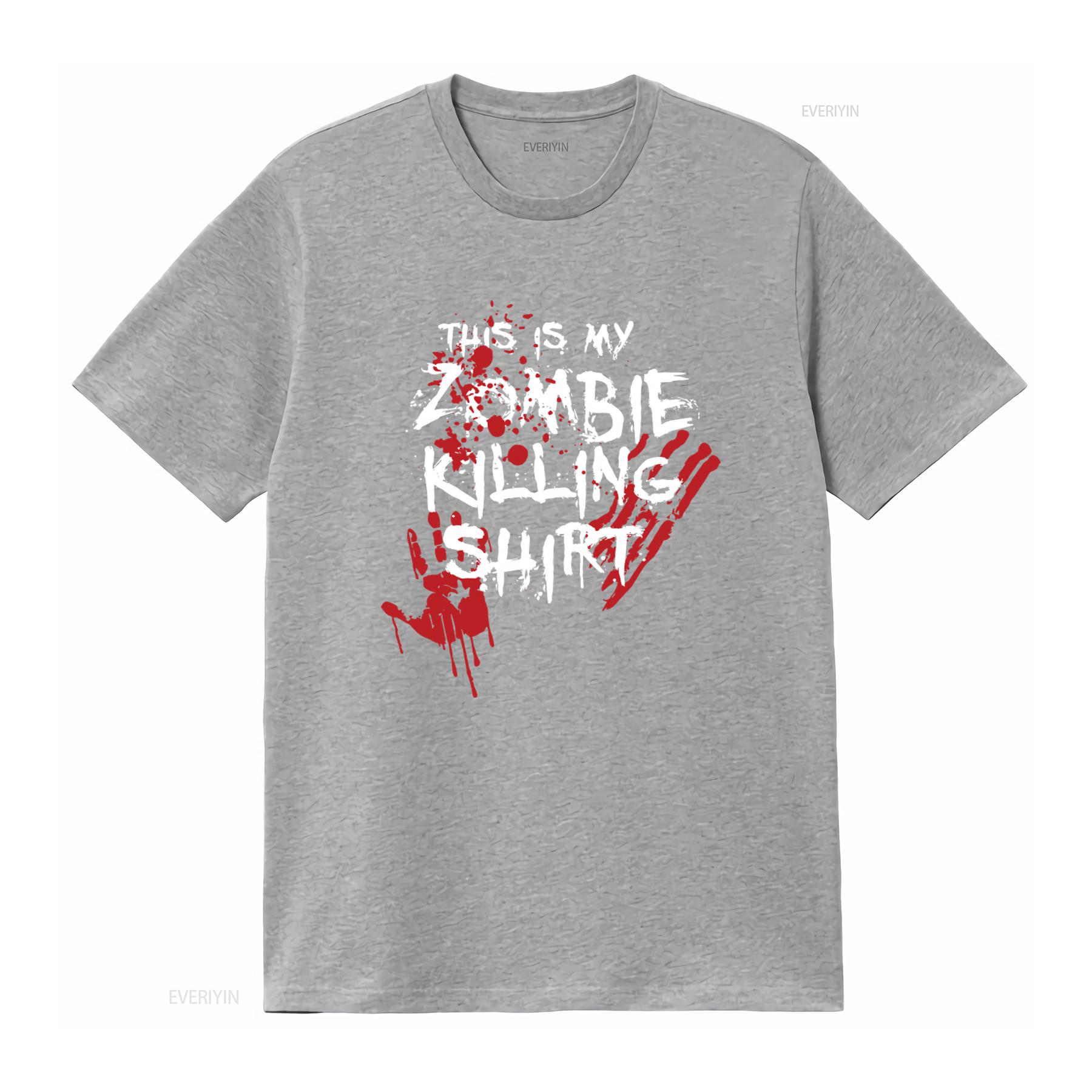 This Is My Zombie Killing T Shirt Halloween Party Funny Slogan Horror  vintage Washed Casual graphic Slightly S