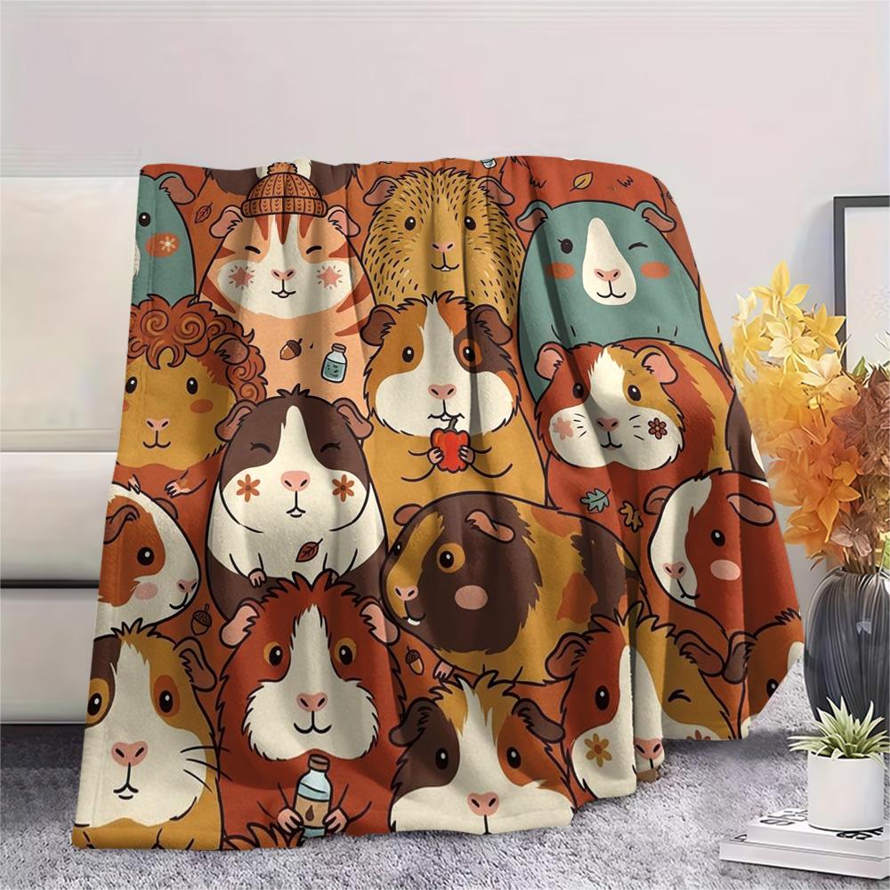 1Pc guinea pig Print Flannel Blanket, High quality Comfortable for All Seasons, Home Decor, Warmth and Comfort, Perfect for Christmas Gifts