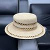High Quality Rainbow Decorative Crochet 100% Raffia Hat Women's Sunscreen Flat Top Top Top Hat Summer Outing Straw Hat