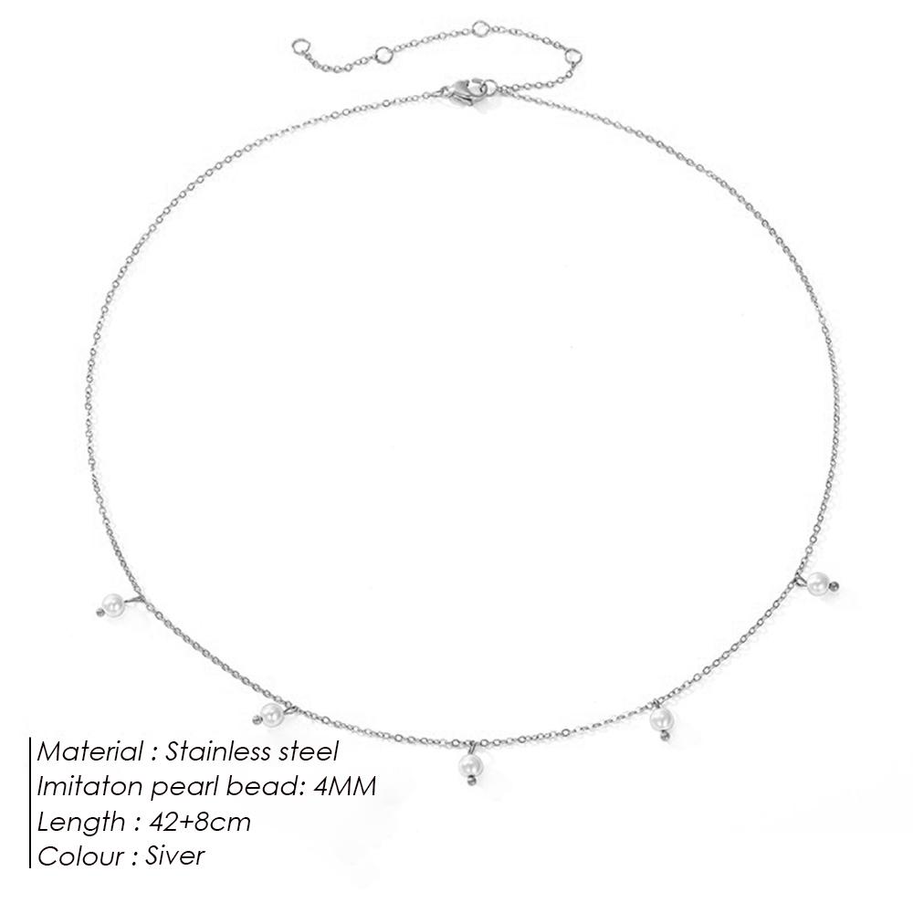 eManco Stainless Steel Imitation Pearl Tassel Necklaces Fashion Handmade Short Chain Jewelry 48 Hour Shipping Factory Direct 42 Extend 8CM&YX35973