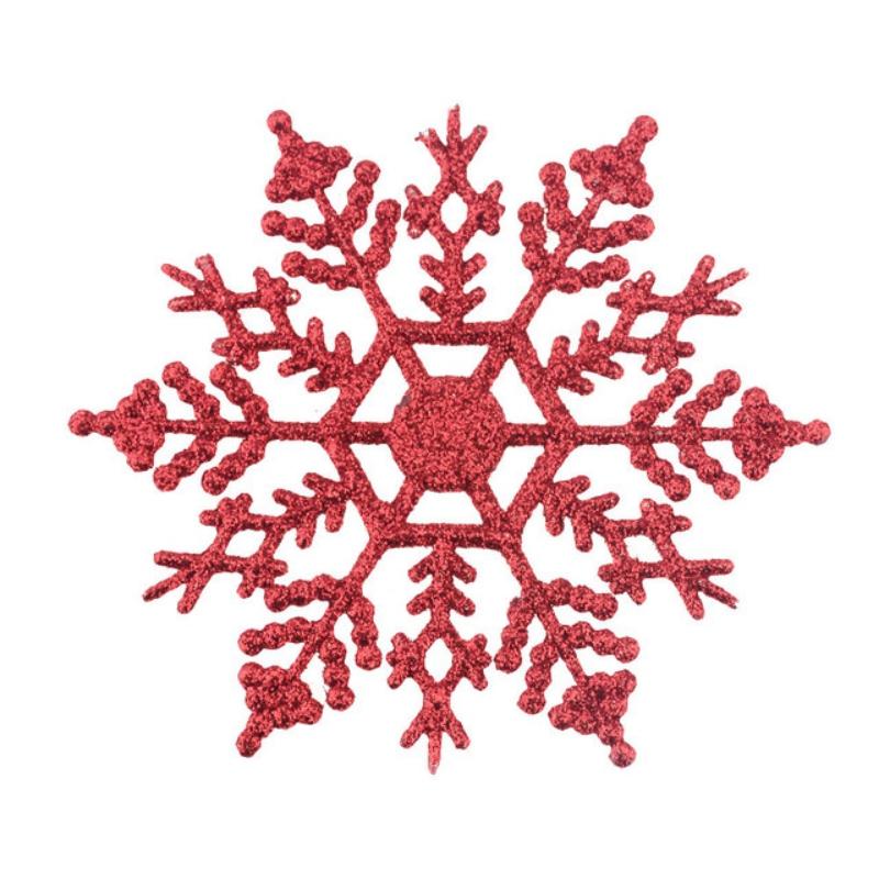 6/12pcs Christmas Snowflakes Decorations Silver Glitter Artificial Plastic Fake Snowflake Xmas Tree Ornaments Pendant Navidad