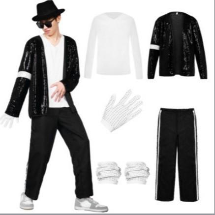 Michael Jackson Costume for Men Women, Retro Stage Performance Outfit Set, Celebrity Inspired Dance Wear