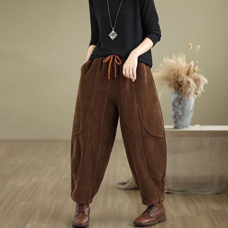 Corduroy Lantern Pants Women's Loose Casual Harem Pants Female Casual High Waist Loose Trousers Female 2025 Autumn