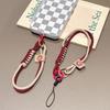 New Short Phone Lanyard With British Style Contrasting Color Weaving and Fashionable Smiling Face Wrist Strap for Phone Cases