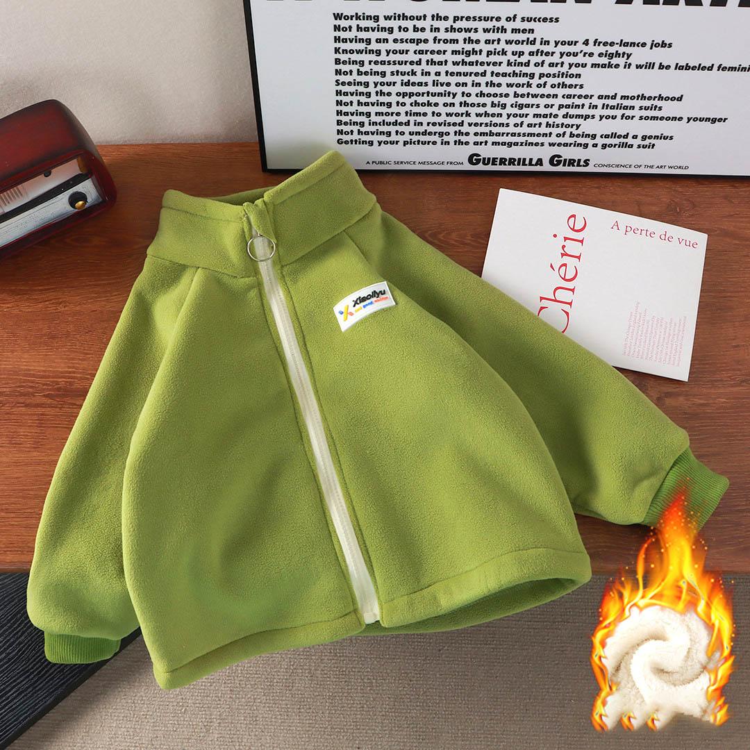 

Детская теплая куртка Детская одежда Мальчики Девочки На молнии Длинный рукав Пальто 1-12 лет Подростковая Флисовая Толстая Верхняя одежда Топ 110 зелёный