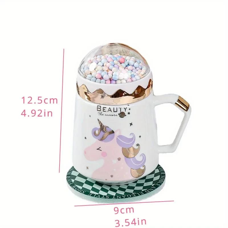 Unicorn Mug Creative Ceramic Coffee Cup Tea Cup Milk Breakfast Cup with Lid