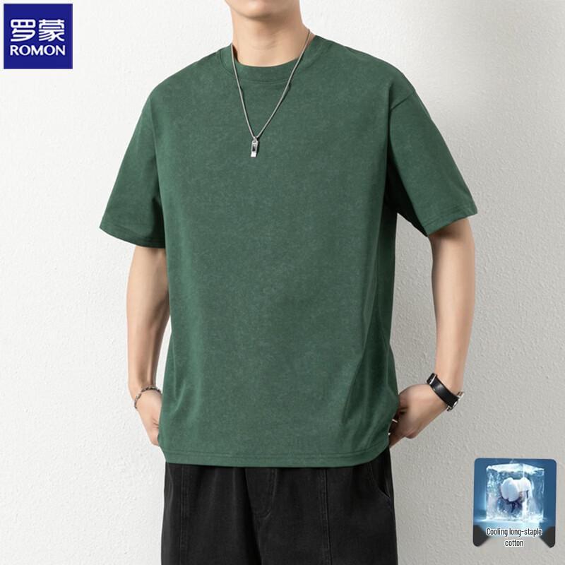 

ROMON Men s Solid Color Casual Short Sleeve T-Shirt 2XL