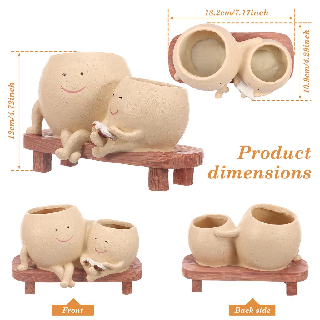 Cute Smile Face Planter Creative Succulent Plant Flower Pot Resin Indoor Outdoor Plant Pot with Drainage Hole Home Decoration