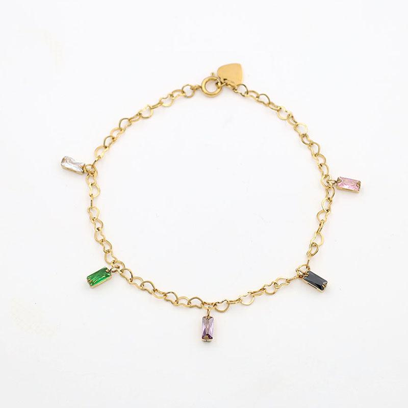 The Same Fashionable Light Luxury Multicolored Zircon Women'S Bracelet Personalized Titanium Steel Jewelry Jewelry Does Not Fade
