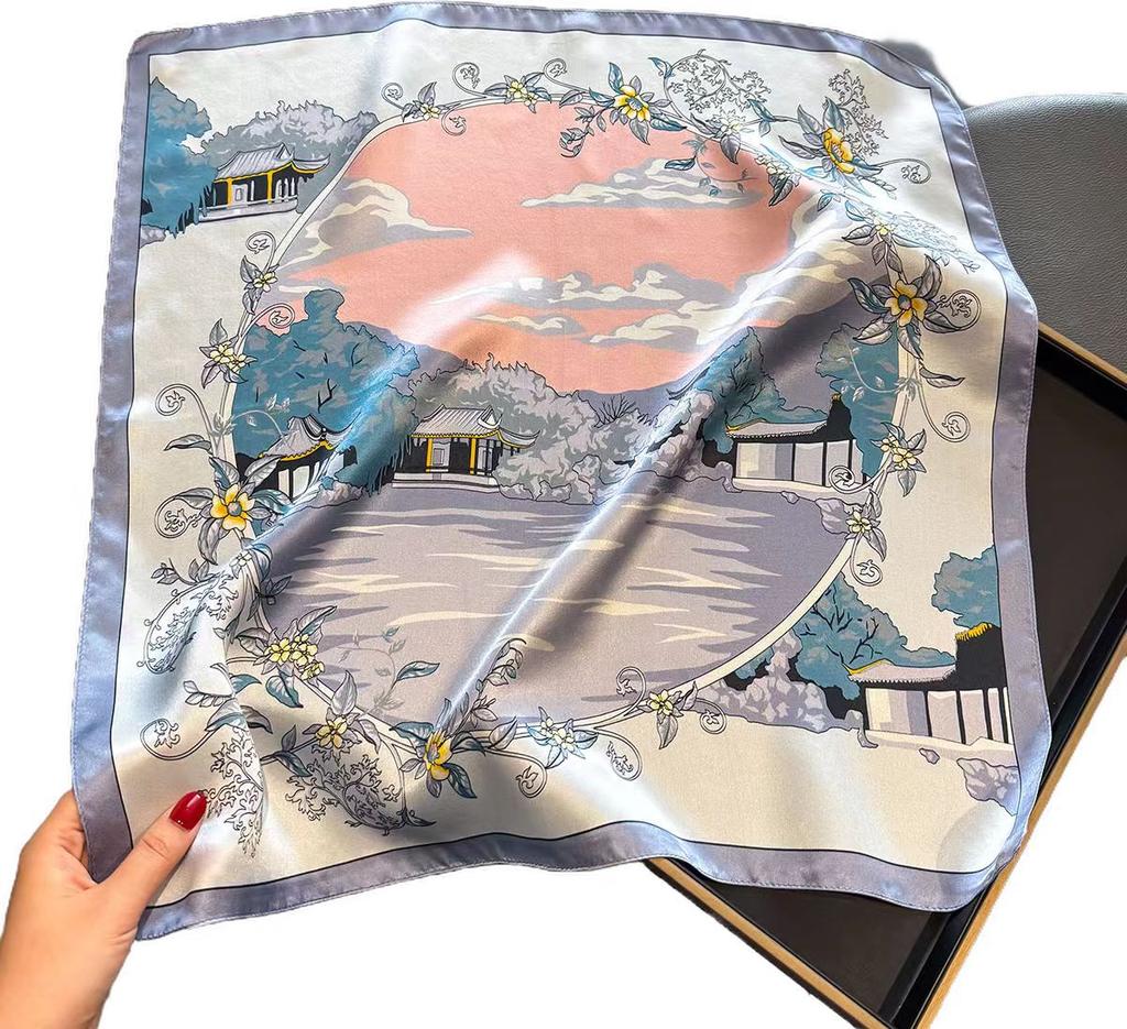 Fashion 100% Real Silk Headscarf Square Scarf For Women Shawl Foulard Hijab Headband Wrap Bandana Neck  Bufanda Echarpe