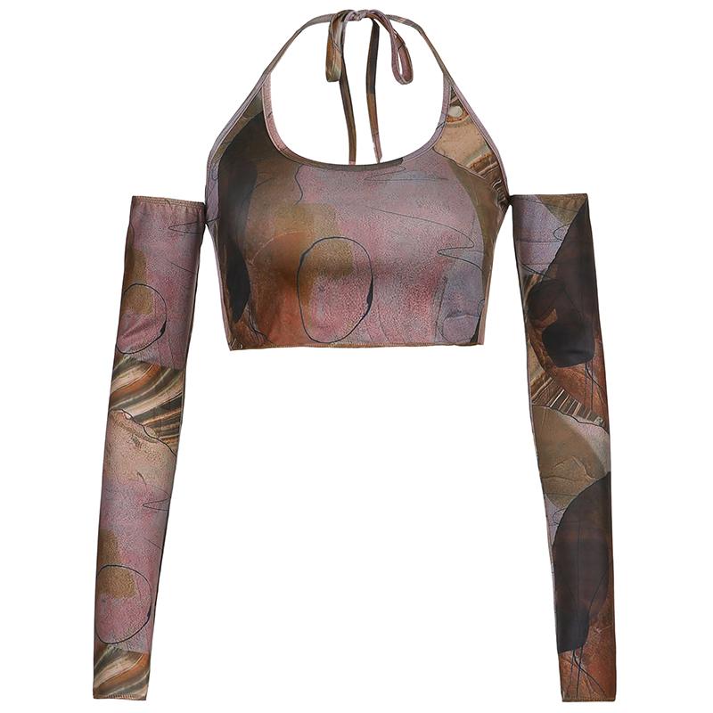 Brown 2021 Vintage Clothes Y2k Corset Crop Top Women Gothic Sexy Cyber Baby Tee Aesthetic Grunge 90s Ropa Fairycore Summer New