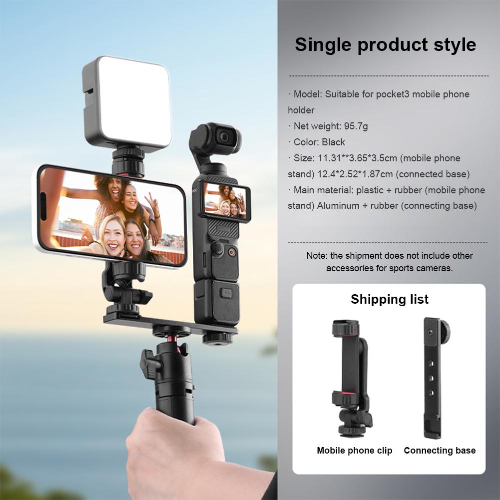 Phone Holder Fixed Bracket for DJI Osmo Pocket 3 Expansion Accessories Fill Light Tripod Clip with 1/4inch Screw