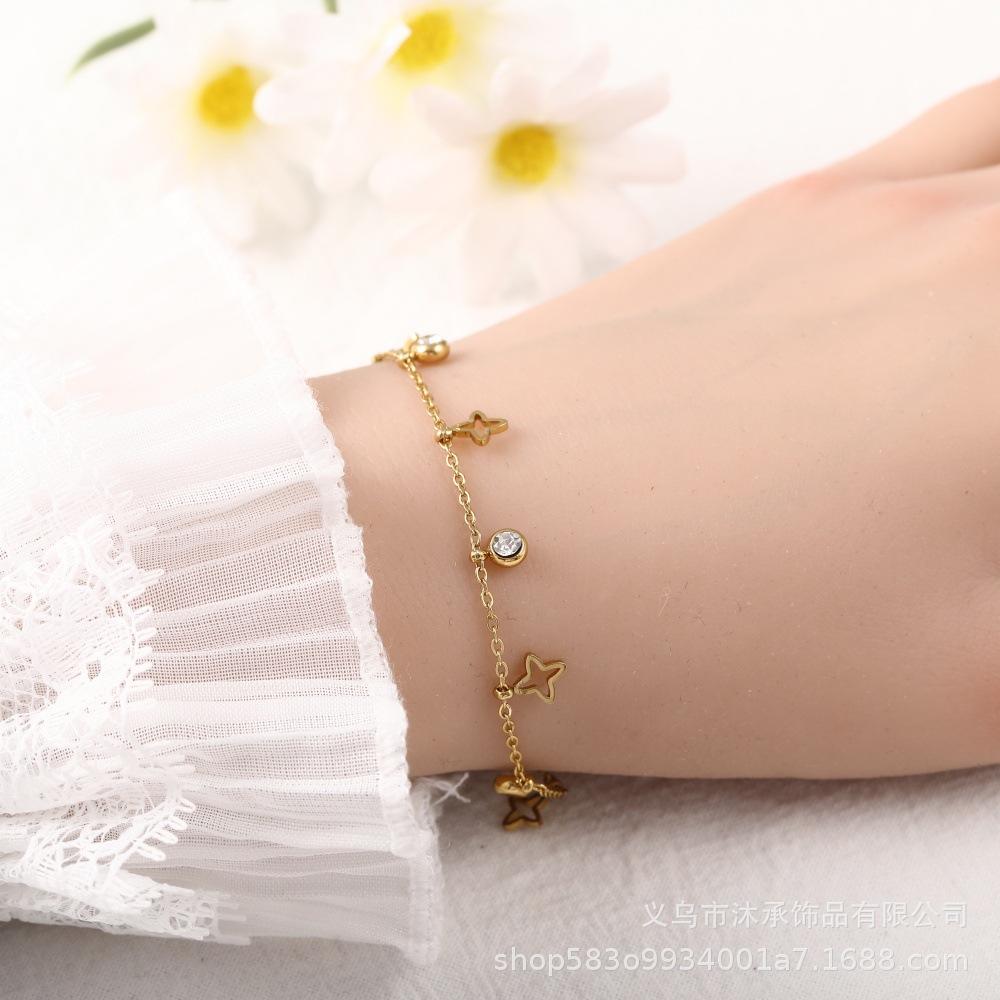 European and American Stainless Steel Zircon Women's Versatile High-end Bracelet