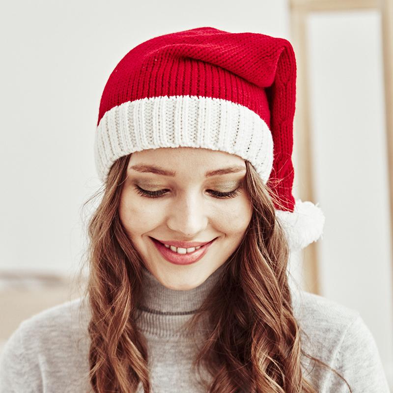 2026 Parent-Child Santa Claus Knitted Hat Mother Baby Cute Christmas Warm Hat for New Year Party Kid Gift Santa Cap Decoration