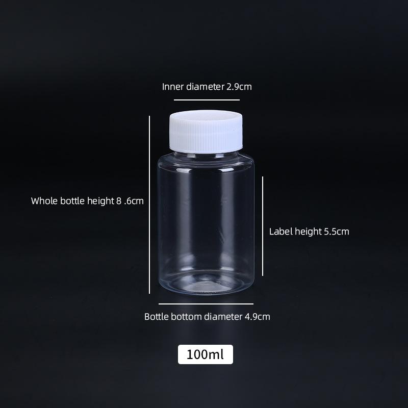 15 ml/20 ml/30 ml/100 ml Kunststoff-PET, durchsichtig, leer, versiegelt, Fläschchen für feste Pulver, Medizin, Pillen, Behälter, Reagenz, Verpackungsflasche