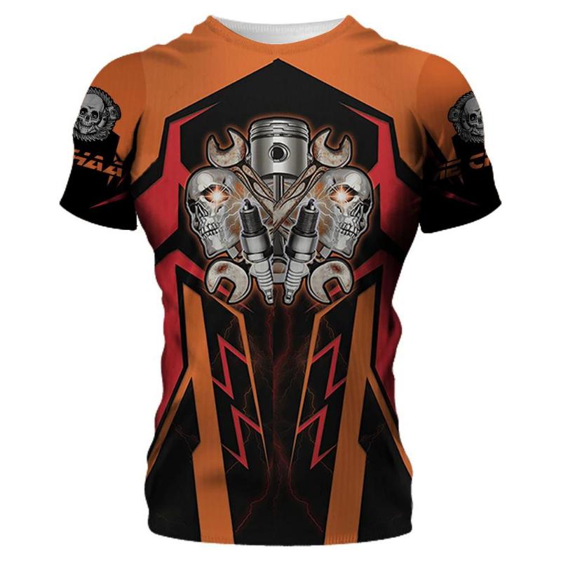 Vintage Men's T-shirt 3d Printed Mechanical Tool Pattern Ordinary Short-sleeved High Street Streetwear Tees Tops Men's Clothing