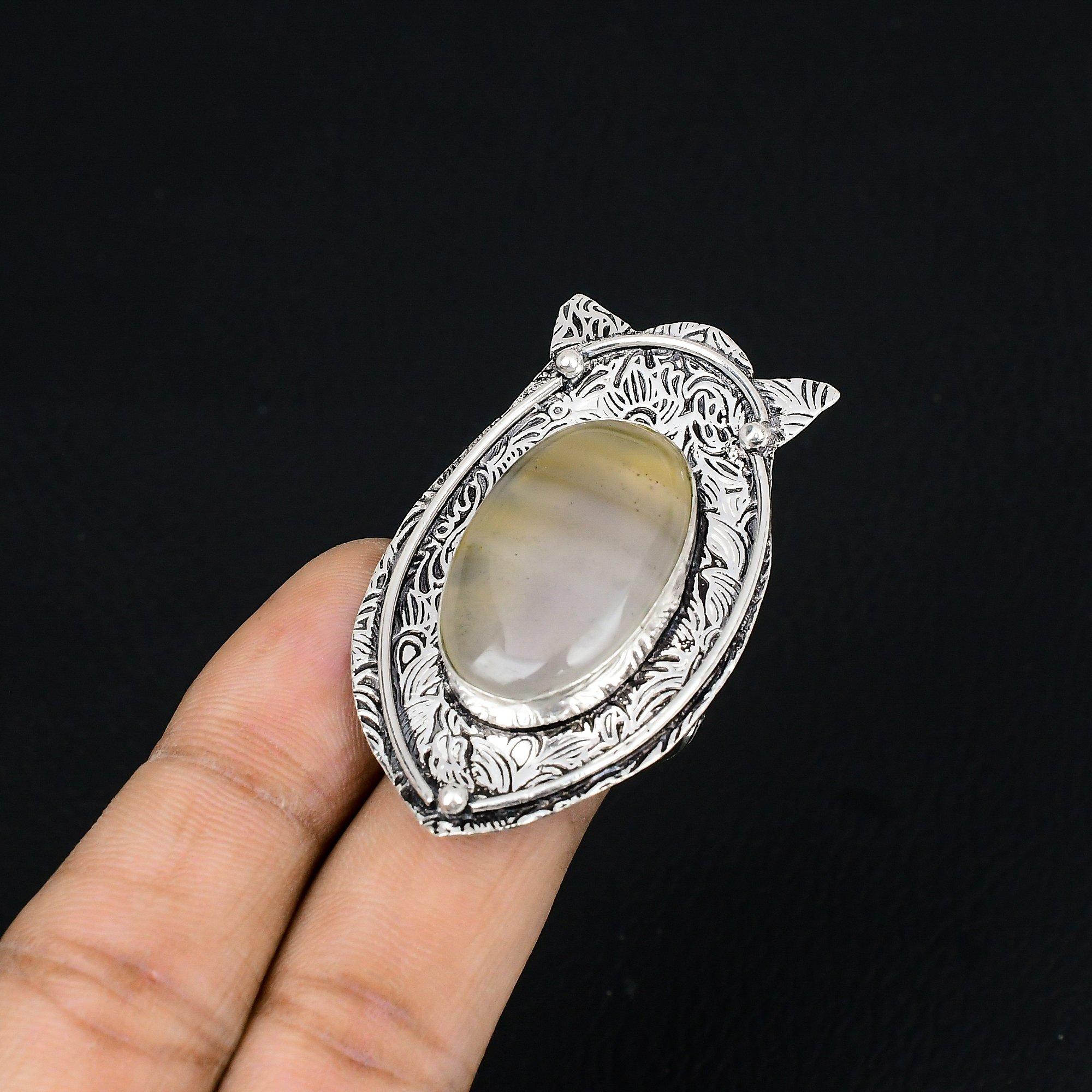Mothers day Deal Natural Montana Agate Solitaire Ring 925 Sterling Silver US 8.5 8.5