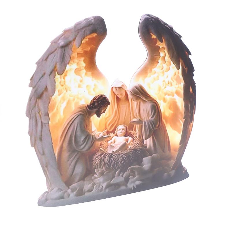 Statua Natività di Natale Figura da Collezione Statua Decorativa Elemento Centrale Sacra Famiglia Segno Acrilico Per Camino Natale