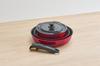 Thermos Durable Series 5-Piece Detachable Handle Frying Pan Set (DA), Induction and Gas Compatible, Deep Red, Frying Pan and Pot are Dishwasher Safe (