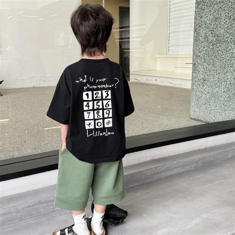 2025 New Kids' 100% Cotton Korean Style Oversized T-Shirts - Breathable Loose Fit Casual Top with Trendy Graphic Tees for Boys